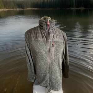 Free Country Soft Shell Jacket Women’s Size Large Dark Gray Tweed Side Pockets